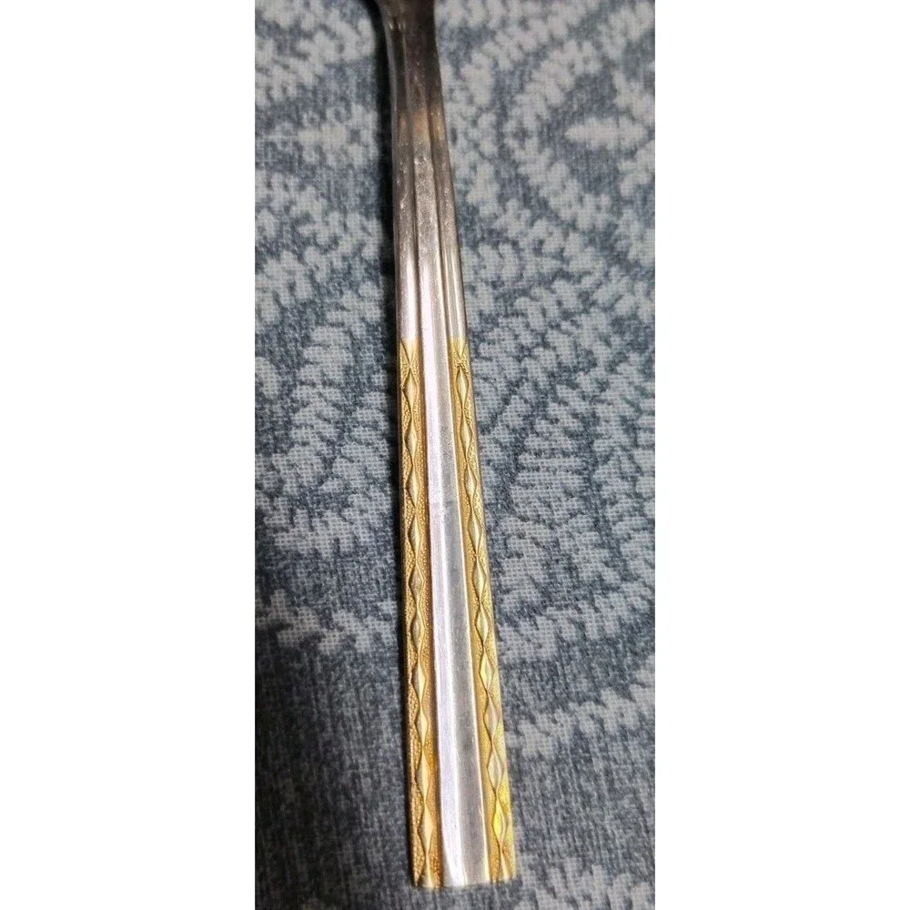 VINTAGE ROSTFREIER STAHL GERMANY Teaspoon 4 Golden Handle